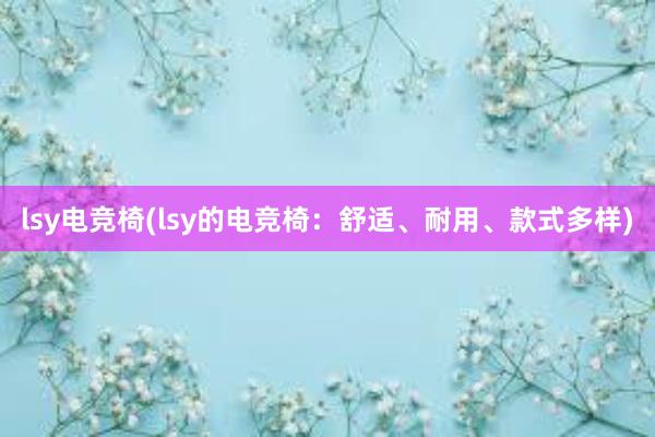 lsy电竞椅(lsy的电竞椅：舒适、耐用、款式多样)