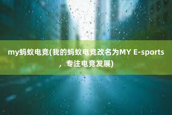 my蚂蚁电竞(我的蚂蚁电竞改名为MY E-sports，专注电竞发展)