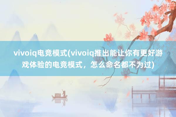 vivoiq电竞模式(vivoiq推出能让你有更好游戏体验的电竞模式，怎么命名都不为过)