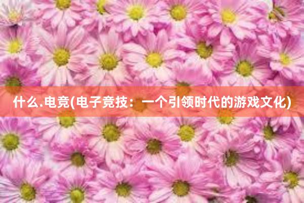 什么.电竞(电子竞技：一个引领时代的游戏文化)