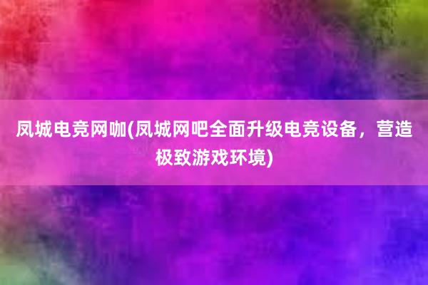 凤城电竞网咖(凤城网吧全面升级电竞设备，营造极致游戏环境)