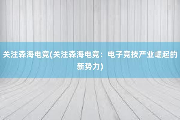 关注森海电竞(关注森海电竞：电子竞技产业崛起的新势力)