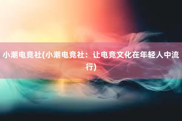 小潮电竞社(小潮电竞社：让电竞文化在年轻人中流行)