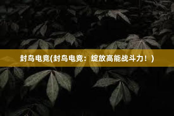 封鸟电竞(封鸟电竞：绽放高能战斗力！)