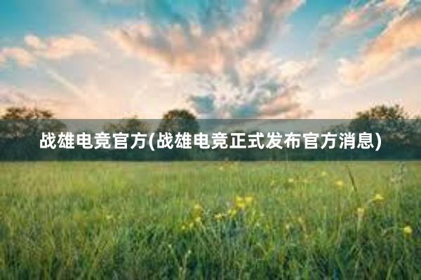 战雄电竞官方(战雄电竞正式发布官方消息)