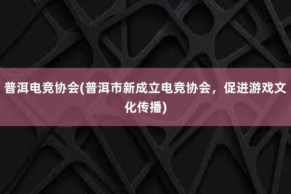 普洱电竞协会(普洱市新成立电竞协会，促进游戏文化传播)