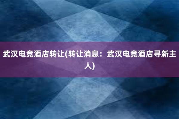 武汉电竞酒店转让(转让消息：武汉电竞酒店寻新主人)