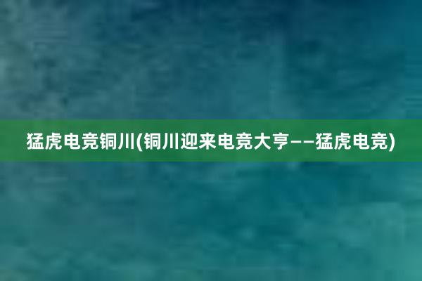 猛虎电竞铜川(铜川迎来电竞大亨——猛虎电竞)