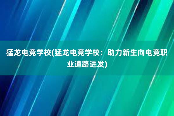 猛龙电竞学校(猛龙电竞学校：助力新生向电竞职业道路进发)