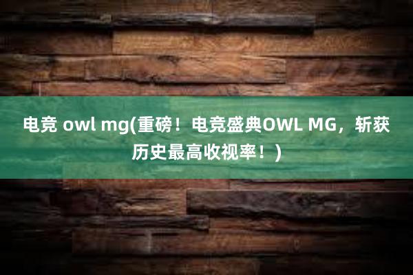 电竞 owl mg(重磅！电竞盛典OWL MG，斩获历史最高收视率！)