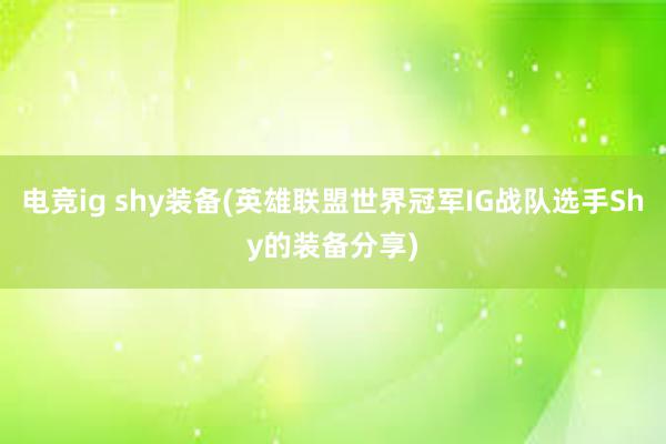 电竞ig shy装备(英雄联盟世界冠军IG战队选手Shy的装备分享)