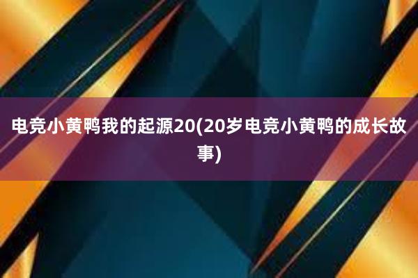 电竞小黄鸭我的起源20(20岁电竞小黄鸭的成长故事)