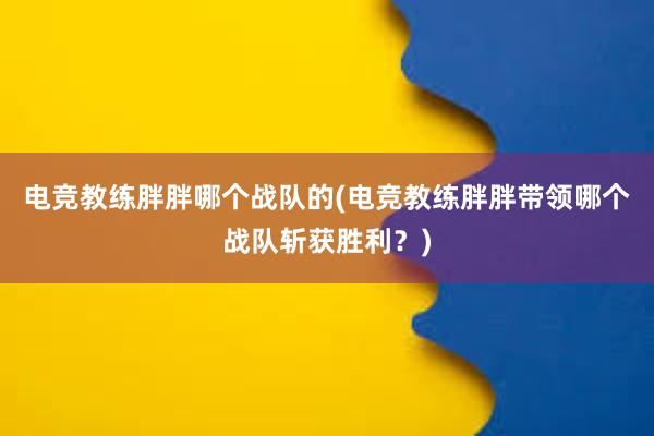 电竞教练胖胖哪个战队的(电竞教练胖胖带领哪个战队斩获胜利？)