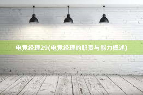 电竞经理29(电竞经理的职责与能力概述)