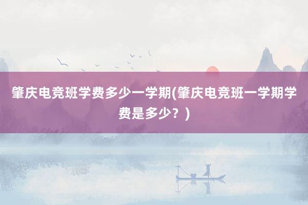 肇庆电竞班学费多少一学期(肇庆电竞班一学期学费是多少？)