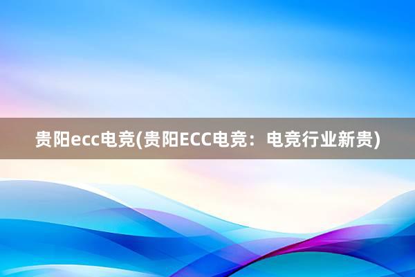 贵阳ecc电竞(贵阳ECC电竞：电竞行业新贵)