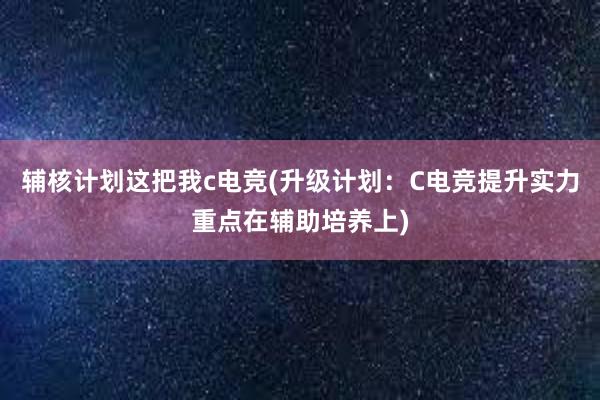 辅核计划这把我c电竞(升级计划：C电竞提升实力重点在辅助培养上)