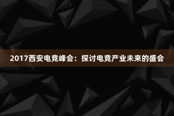 2017西安电竞峰会：探讨电竞产业未来的盛会