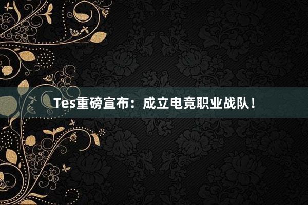 Tes重磅宣布：成立电竞职业战队！