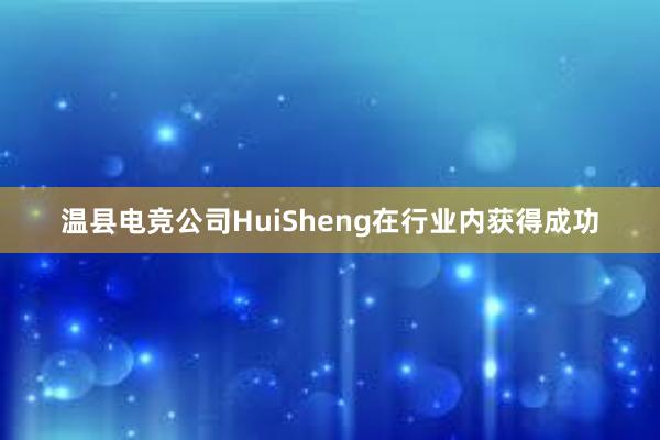 温县电竞公司HuiSheng在行业内获得成功