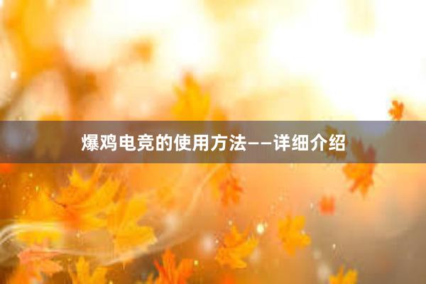 爆鸡电竞的使用方法——详细介绍